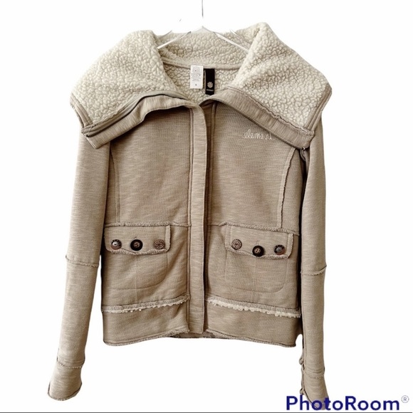 Element Tan Zip Front Jacket with Faux Sherpa Lining and Collar Size Small - Picture 1 of 16